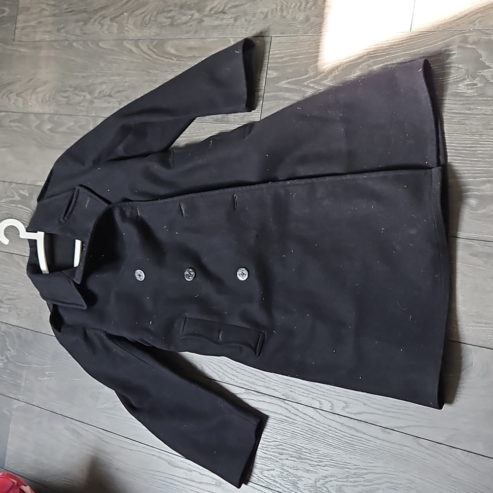 Large heavy navy wool coat